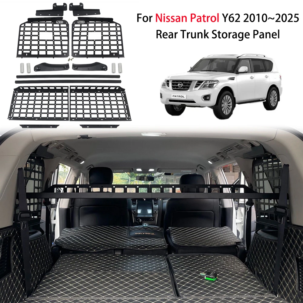 For Nissan Patrol Y62 2010-2025 Modular Storage Panel System Trunk Shelf Molle Luggage Storage Carrier Trunk Organizer Kit