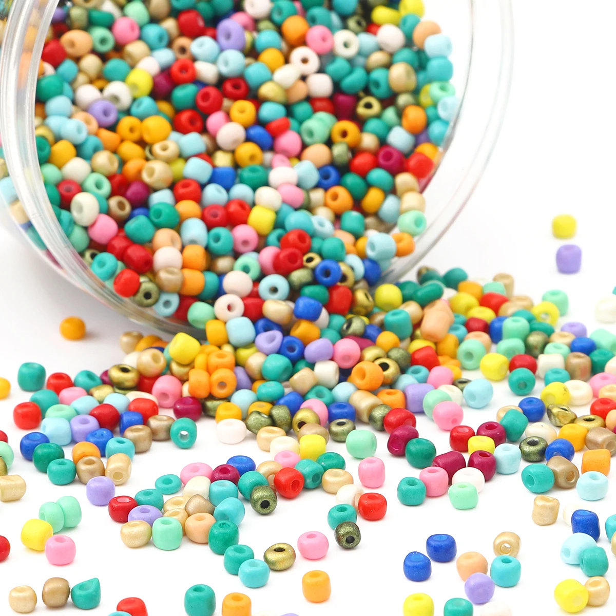 2mm, 3mm, 4mm Wear-Resistant Solid Color Glass Rice Beads, Uniform Paint, Handmade DIY Beads, High-Quality, In Stock