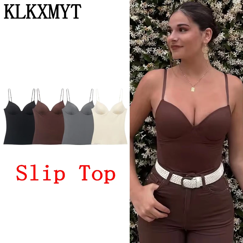 KLKXMYT Braunes Slip-Top für Damen, Sommer, sexy Korsett-Tanktops und Camis, modisches ärmelloses, rückenfreies BH-Top, schickes, elegantes Bustier-Camisole
