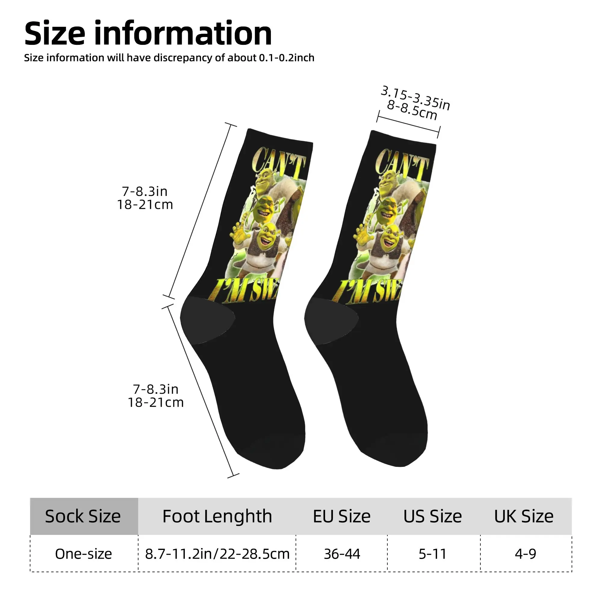 Calcetines de moda para hombre Harajuku Can't Today Im Swamped calcetín poliéster Shreks deporte medias de mujer Primavera Verano Otoño Invierno