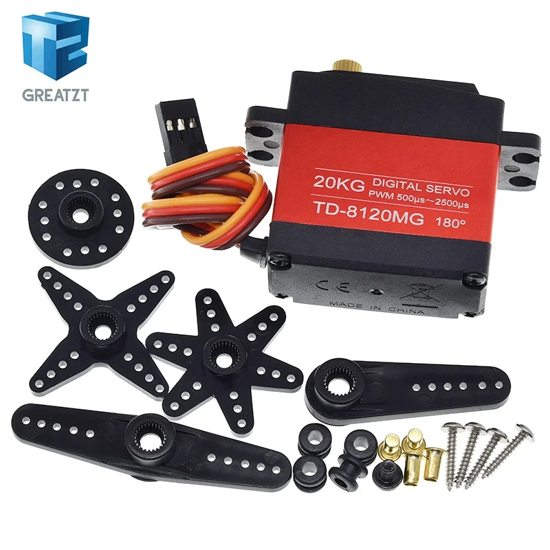 GREATZT TD-8120MG Waterproof Metal Gear Digital Servo with 20kg High Torque 180Angle for RC Remote Control Car Model Vehicle