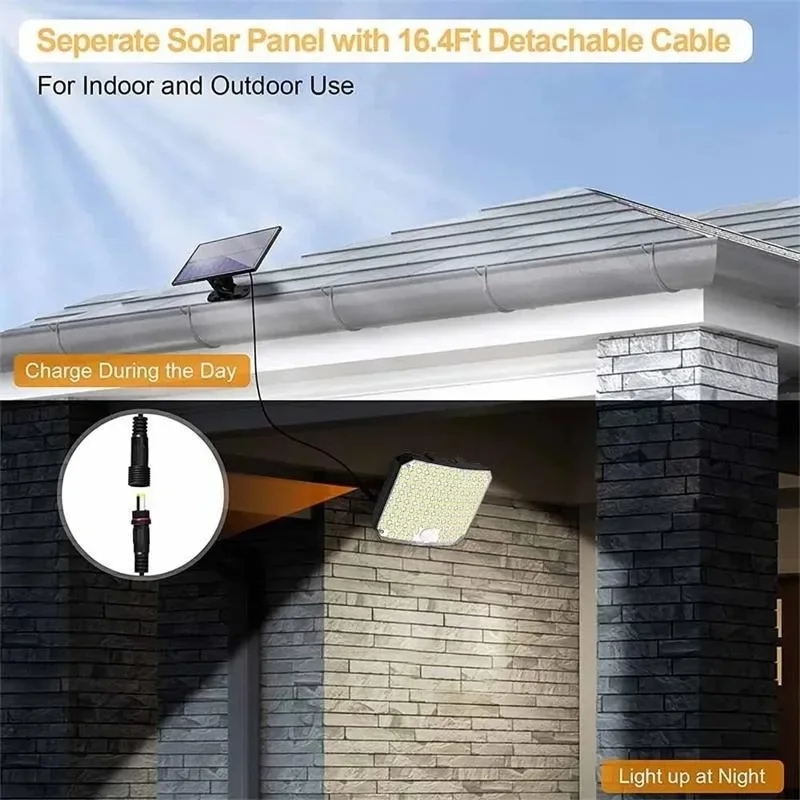 Solar Powered Lights Waterproof 118LED Split Motion Sensor Flood Wall Light Remote Security Solar Security Lamp for Garden
