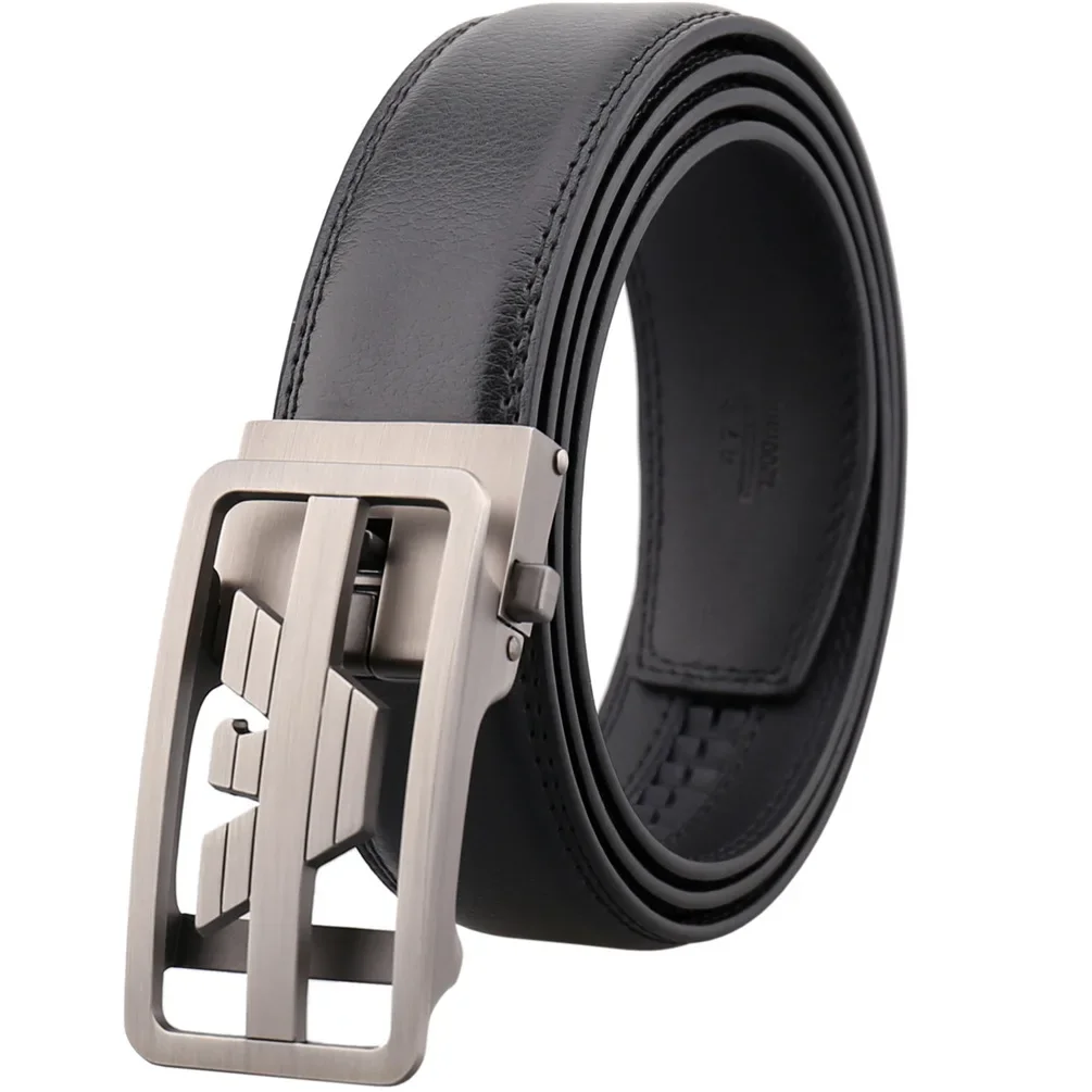 

ZGXSQD Full-grain leather Brand Belt Men Top Quality Genuine Luxury Leather Belts for Men Strap Male Metal Automatic Buckle