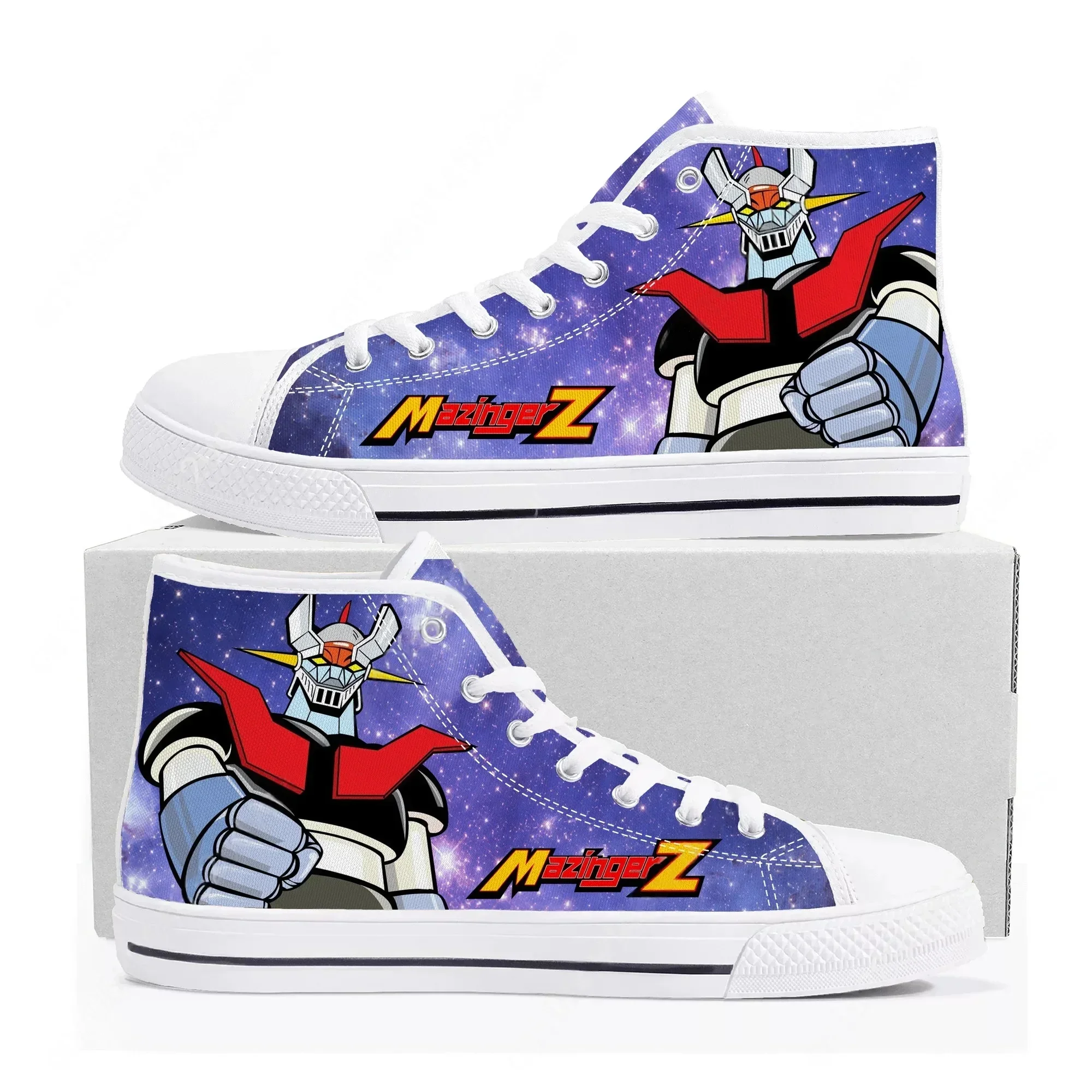 

Кроссовки Hot Comics Mazinger Z Manga High Top, высококачественные мужские и женские кеды из канваса, повседневная обувь для пар, индивидуальный дизайн