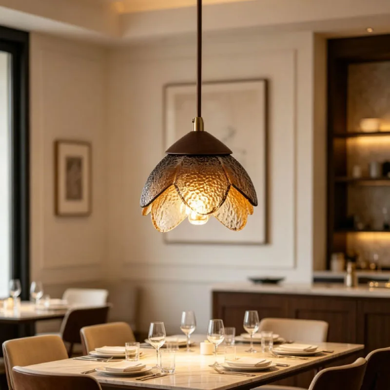 

Modern Glass Chandeliers With Brown Wood E14 Bulb Kitchen Restaurant Bedroom Light Fixtures Cord Adjustable New Style