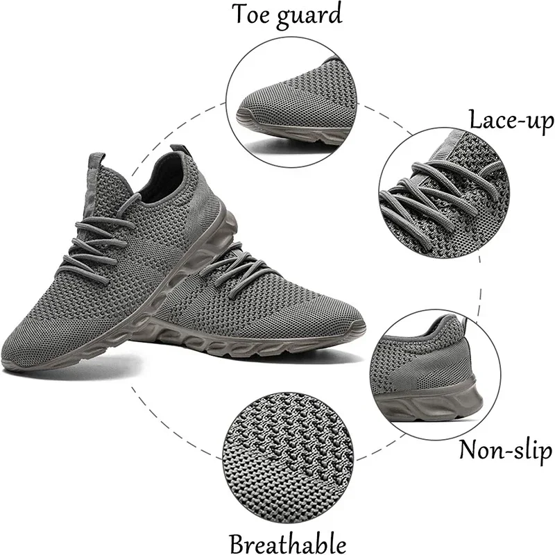 Fujeak Men Sneakers Breathable Running Shoes Light Comfortable Casual Footwear Classic Vulcanized Shoe Fashion Trendy Mesh Shoe