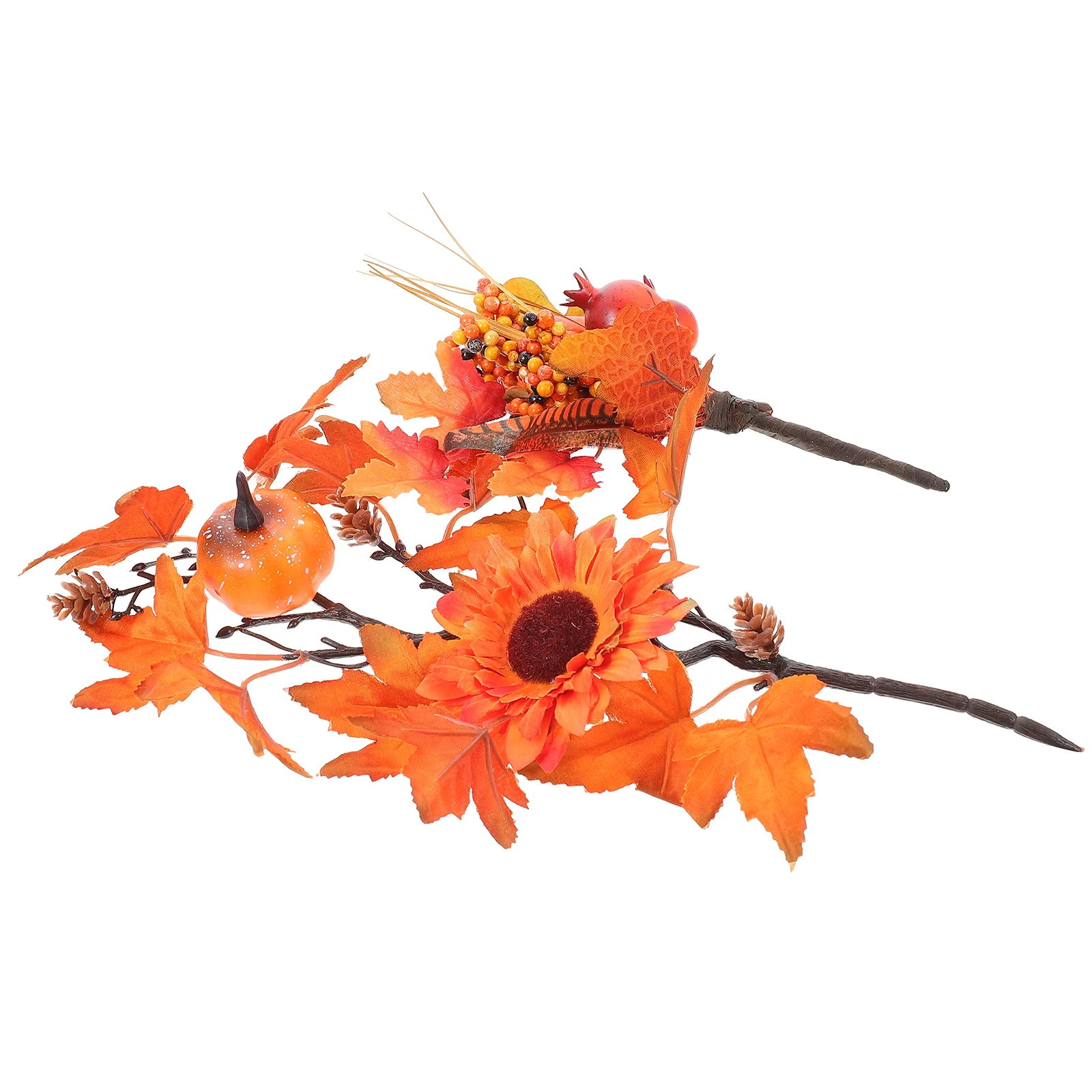 

2 Pcs Artificial Pumpkin Maple Branches Plastic Decoration Fall Picks Vase Filling Thanksgiving Rustic Decor Floral