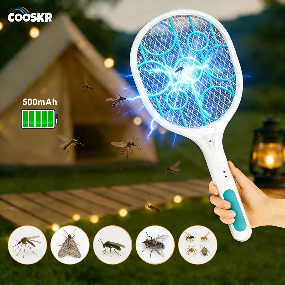 

Electric Mosquito Swatter USB Rechargeable Portable Handheld Mosquitoes Fly Insects Killer Racket For Outdoor Camping Household