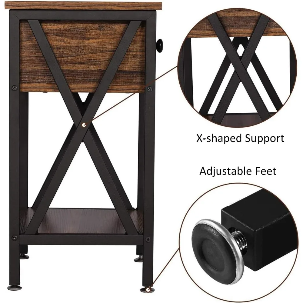 Mesita de noche alta elegante con cajón para dormitorio, sala de estar, oficina y dormitorio - Blanco