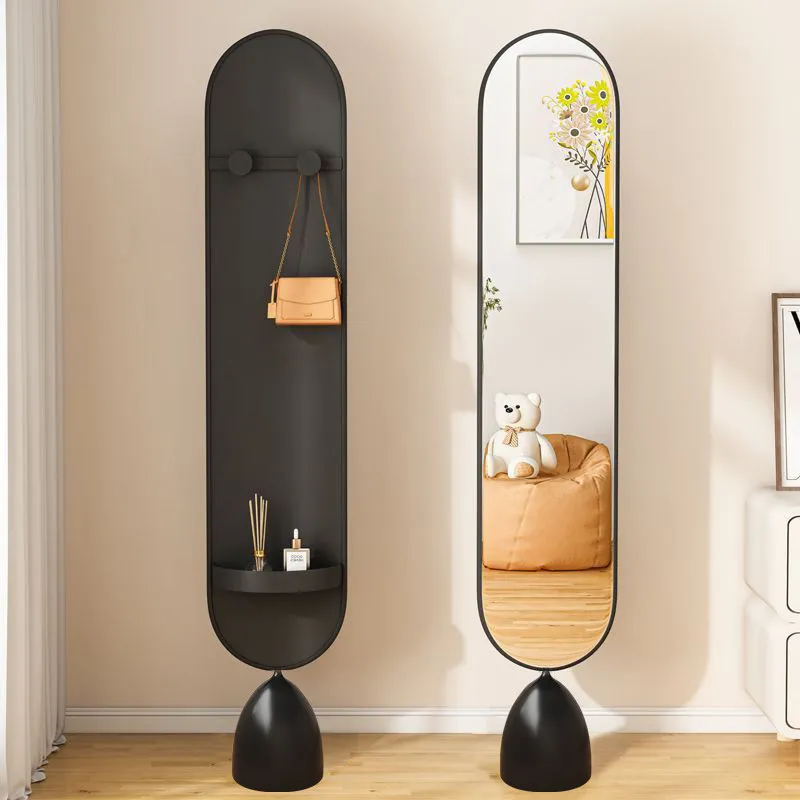 Rotatable full-body mirror Household floor-to-ceiling mirror Girls' bedroom fitting mirror Coat rack Integrated full-length mirr