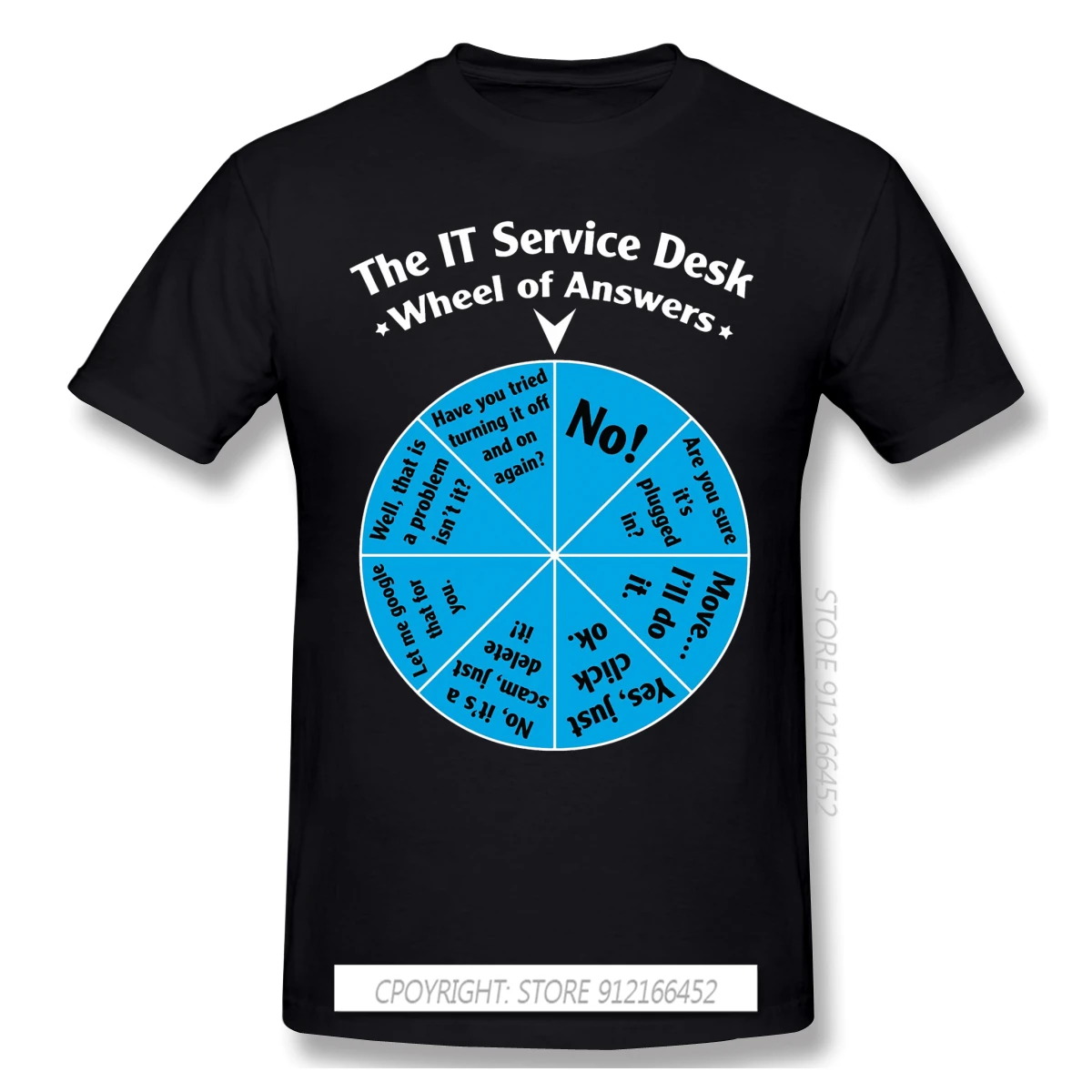 The IT Service Desk Wheel Of Answers T Shirt Men Clothes Hot Sale Linux Computer Operating System Geek Tees Shirt