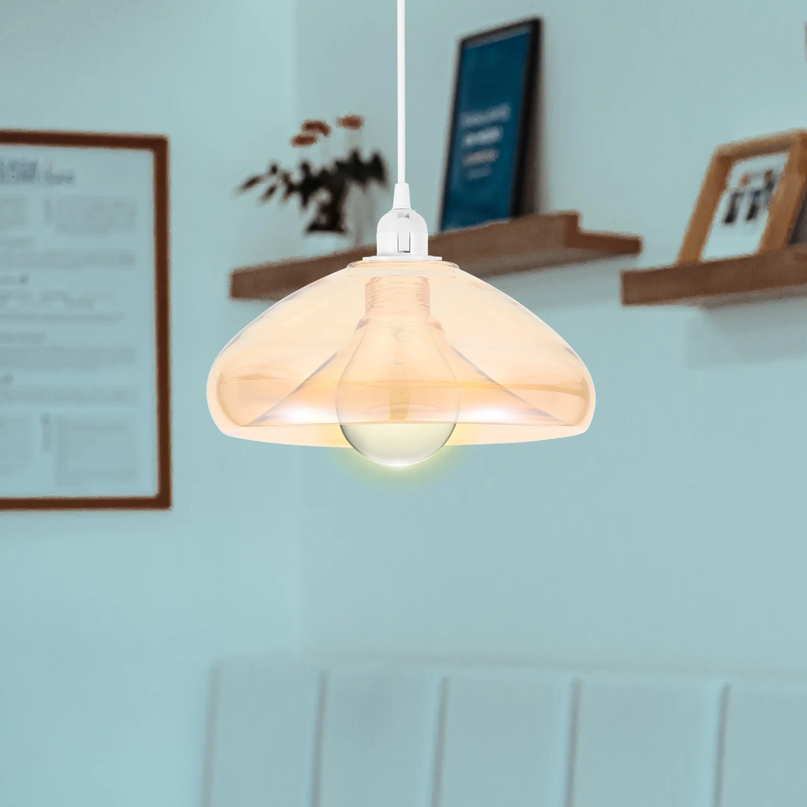 

Amber Glass Ceiling Lamp Shade Decorative Cover Easy Install Smooth Surface for Bedroom Living Room Restaurant Hotel G9