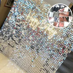 Sequin Backdrop Glitter Square Sequin Panel Wall Decor Wedding Baby Shower Birthday Christmas Decoration Photo Backdrop