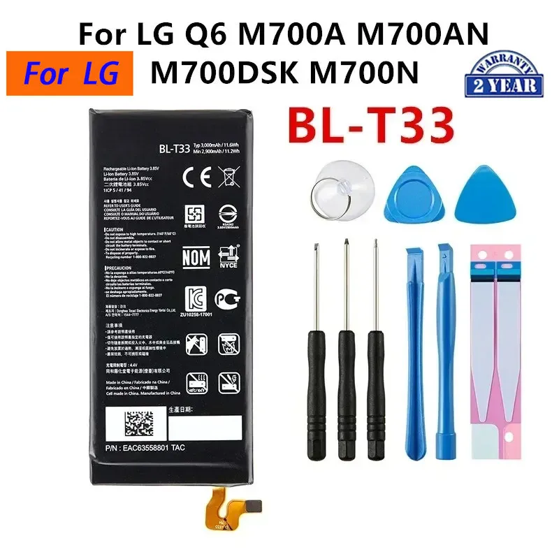

Original BL-T33 3000mAh Replacement Battery For LG Q6 M700A M700AN M700DSK M700N T33 BLT33 Mobile phone Batteries