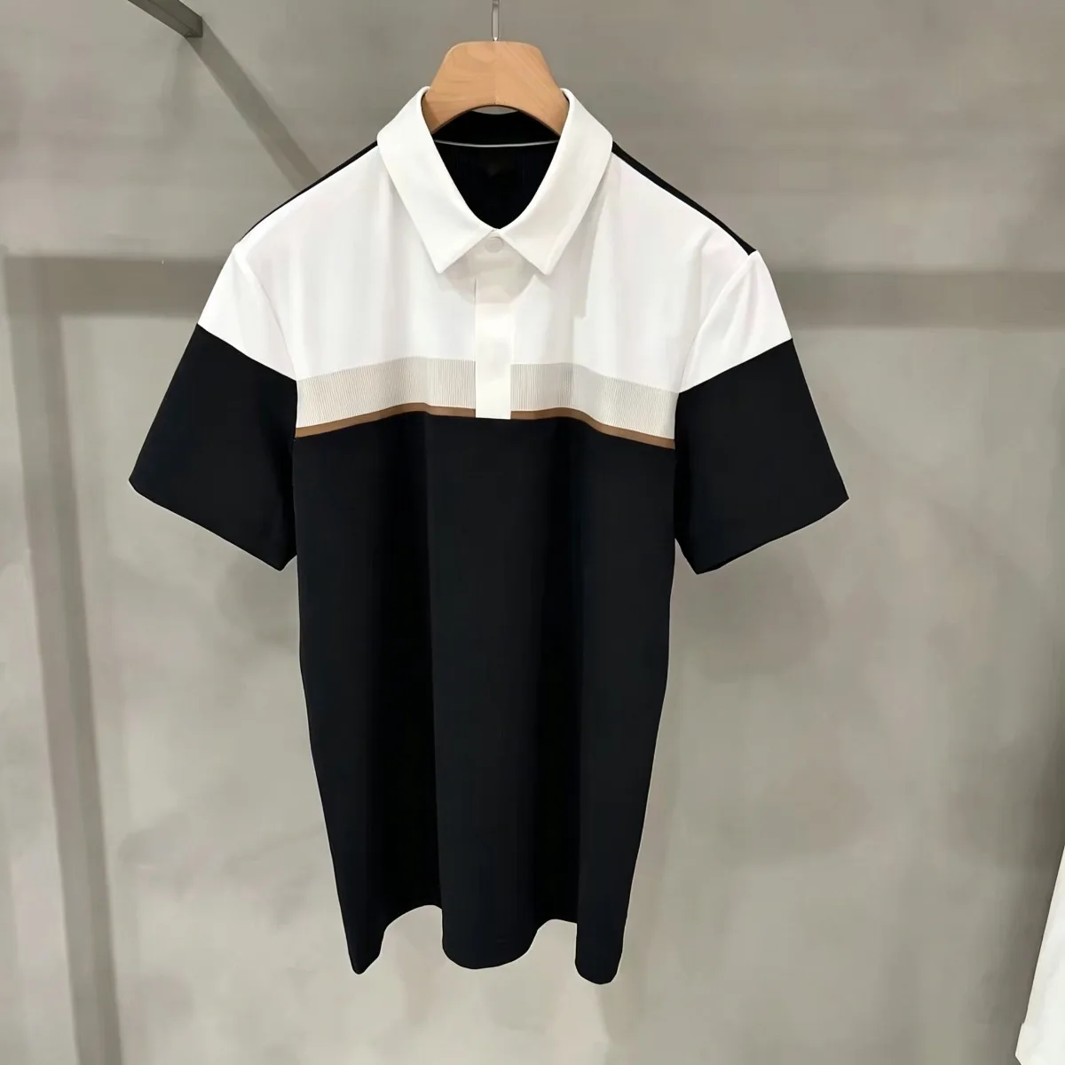 2026 Summer New Original Korean Golf Lapel Collar Color Block Quick-Dry Stylish Short Sleeve Breathable Stretch Men's Polo Shirt