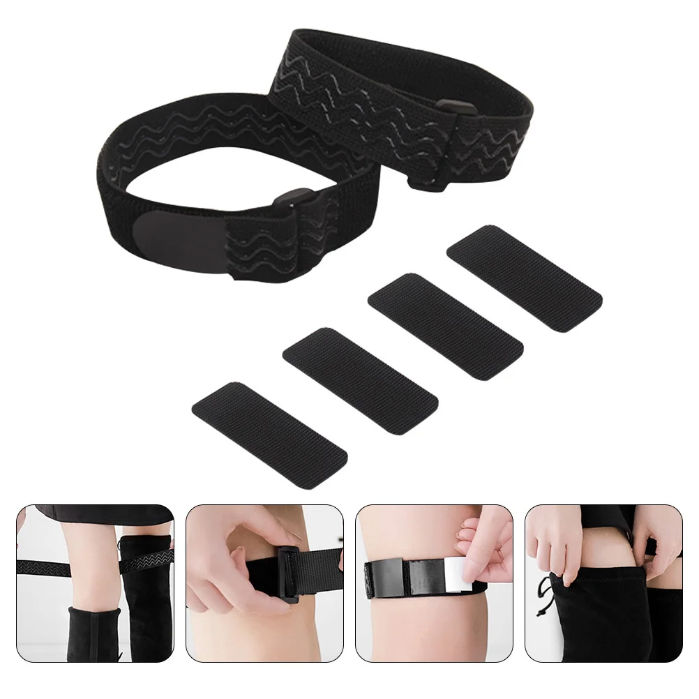 1 Set Black Anti-Slipping Elastic Boot Straps Adjustable Self-Adhesive Bands Binding High Boot Accessories Invisible Wrinkle