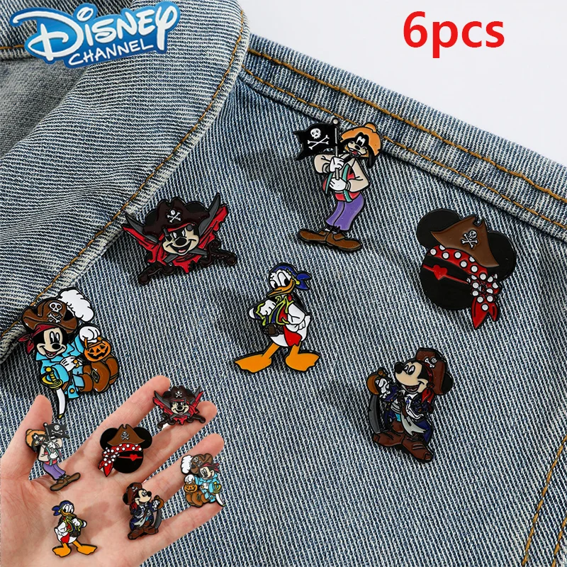 

Cute Disney Mickey Minnie Metal Brooch Enamel Boy Bag Cool Decoration Cartoon Figure Pirate Series Alloy Drip Oil Badge Pins