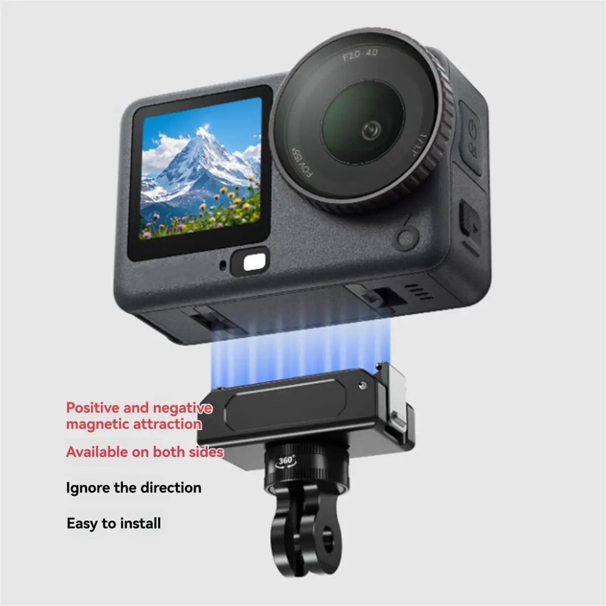 DT818 STOCK-For Nano/Action 6 Bidirectional Magnetic Quick-Release Base with Damped Rotation and Two-Card 360°.