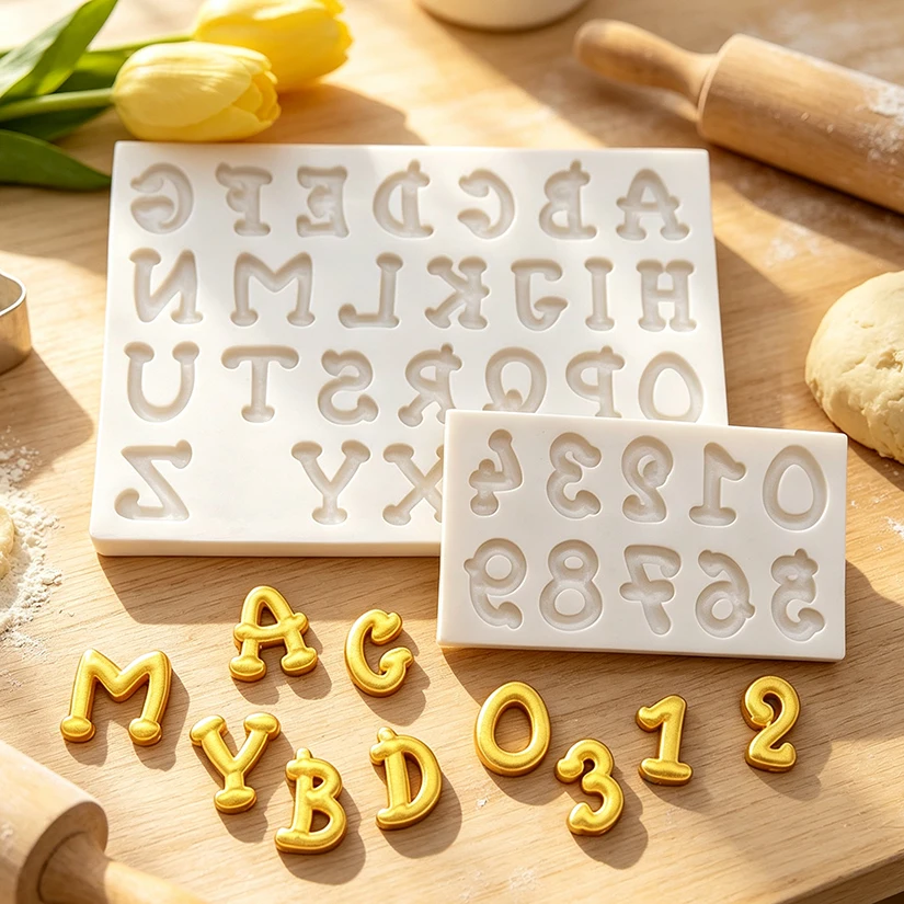 Gotische Alphabet- und Zahlen-Fondant-Kuchenform Schokoladenform für Küchendekoration – Detail 16