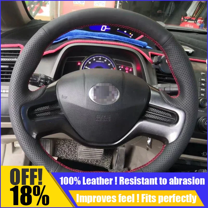 

Leather Car Steering Wheel Cover Fit For Honda Civic 8 2006 2007 2008 Hand Sewing Custom Diy Auto Interior Car Accessories