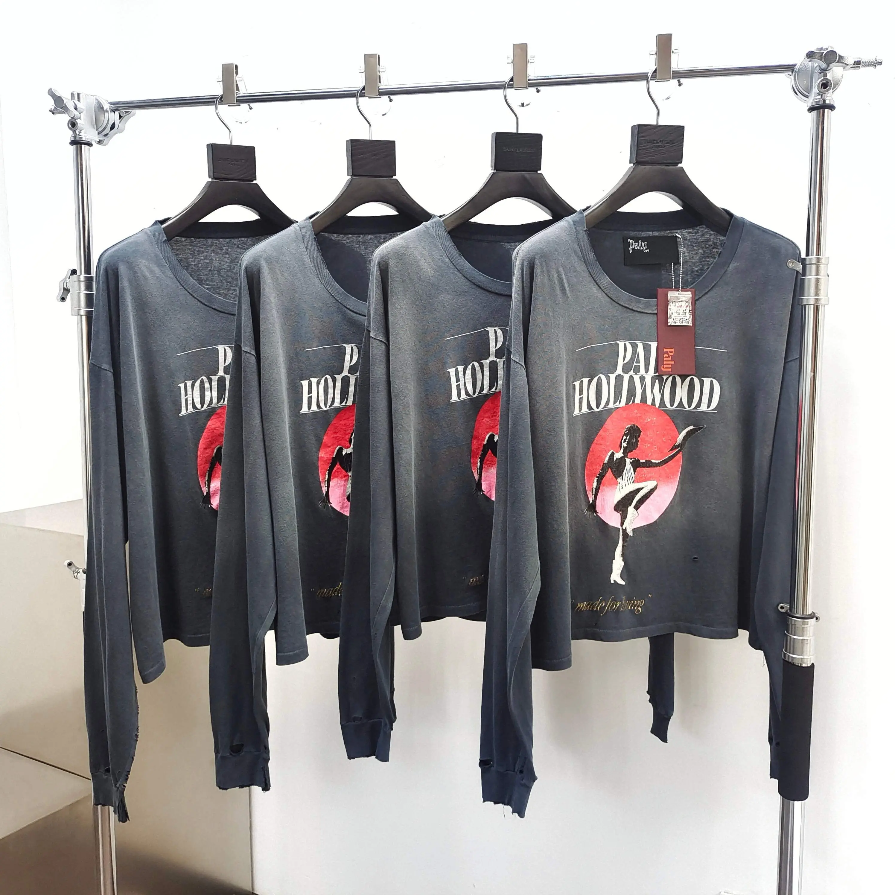 Paly Hollywood Blake Washed Black Long Sleeve Tee