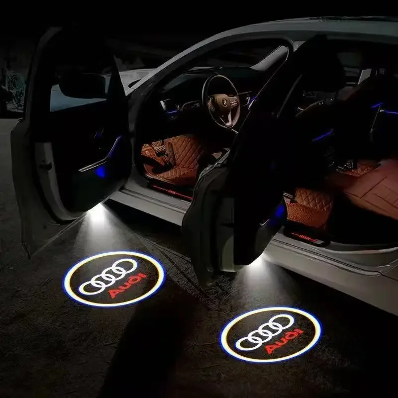 2pcs Car QUTTRO Door logo Welcome Light  For Audi Sline A1 A3 A4 A5 A6 A7 Q3 Q5 Q7 TT B5 B6 B7 8P 8V 8P 8L S3 S4 Accessories