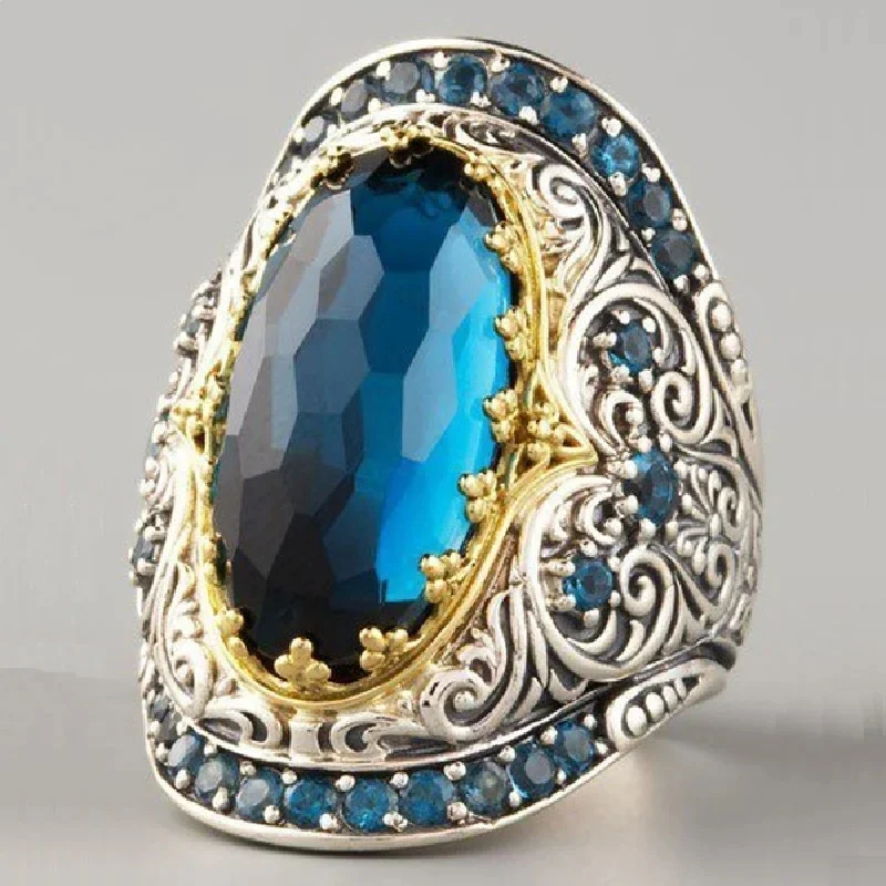 YISON 2026 Hot Selling New Topaz Separation Unisex Ring European and American Plated 18k Gold Party Engagement Rings Jewelry