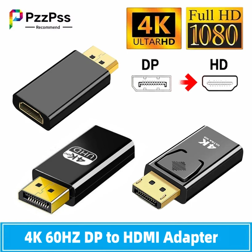 4K 60HZ/4K/1080P DisplayPort zu HDMI-kompatibles Adapterkabel 1080P DP zu HDMI-kompatibler Video-Audio-Konverter für PC TV Laptop – Detail 1