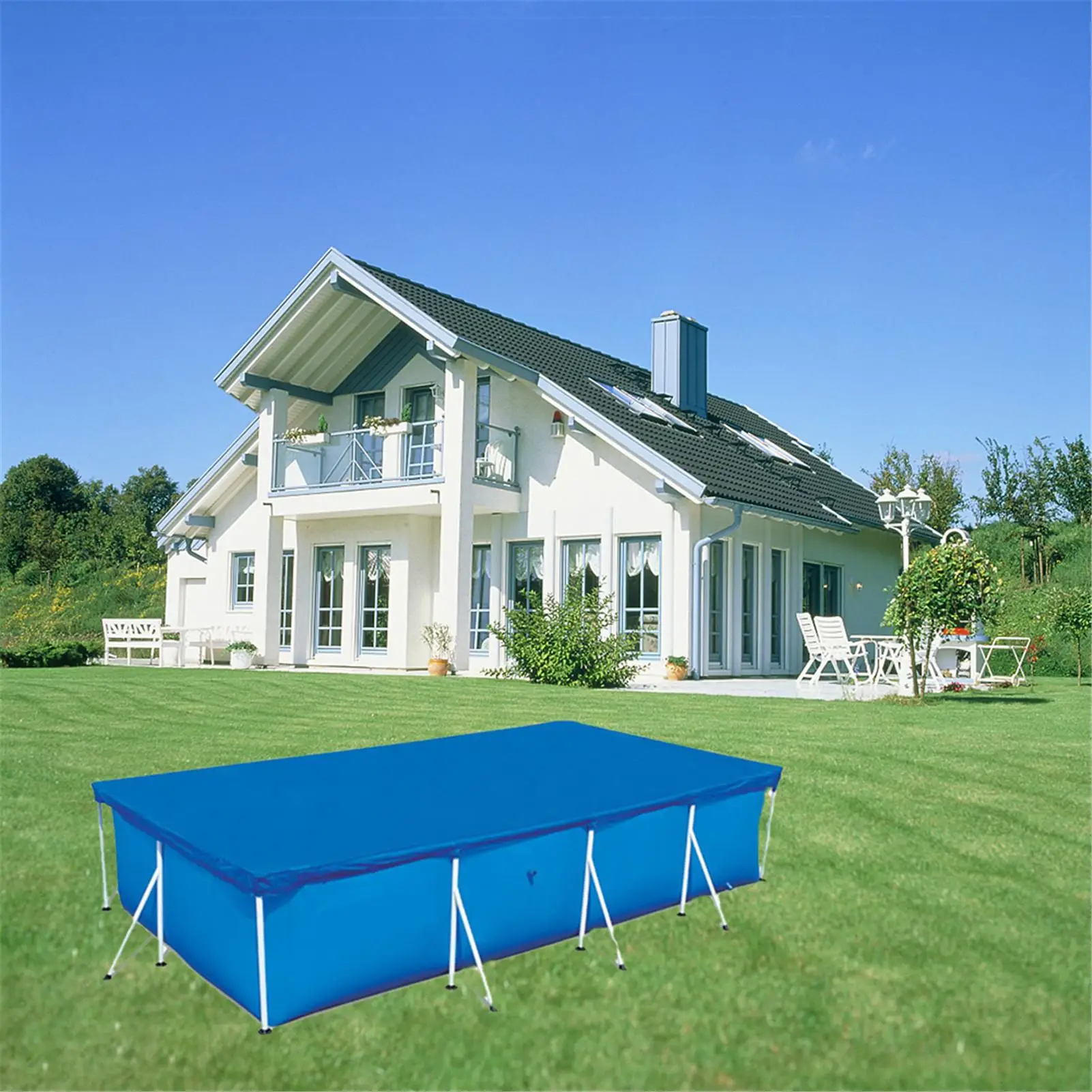 Outdoor Swimming Pool Cover Weatherproof Waterproof Tub Rainproof Dust Cover Rectangle Pool Safety Cover Pool Insulation Film