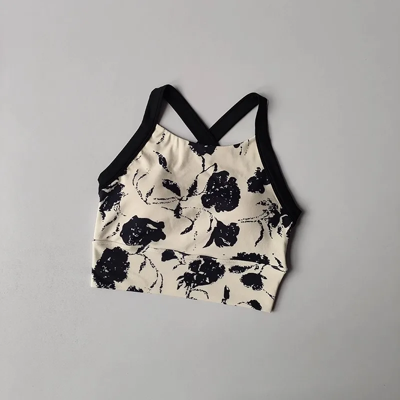 Damen-Sport-BH mit Druckmuster, Kreuzgurt-Sport-BH, Push-Up-Yoga-Gym-Crop-Top, Fitness-Tube-Top, atmungsaktiver Beauty-Back-BH – Detail 10