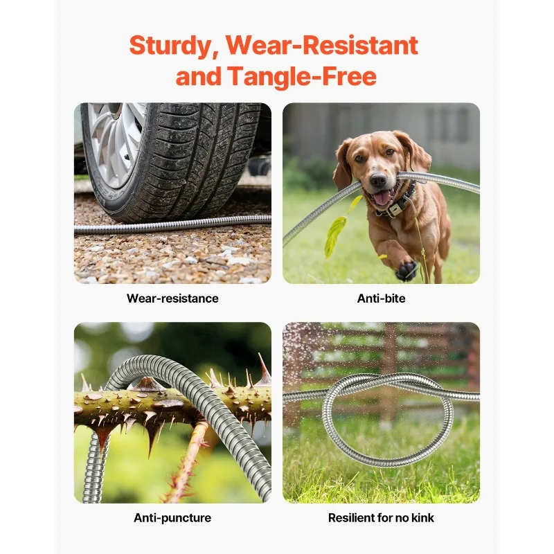 Metal Garden Hose Rust Proof Stainless Steel Water Hose Heavy Duty Backyard Metal Hose with 10 Function Nozzle