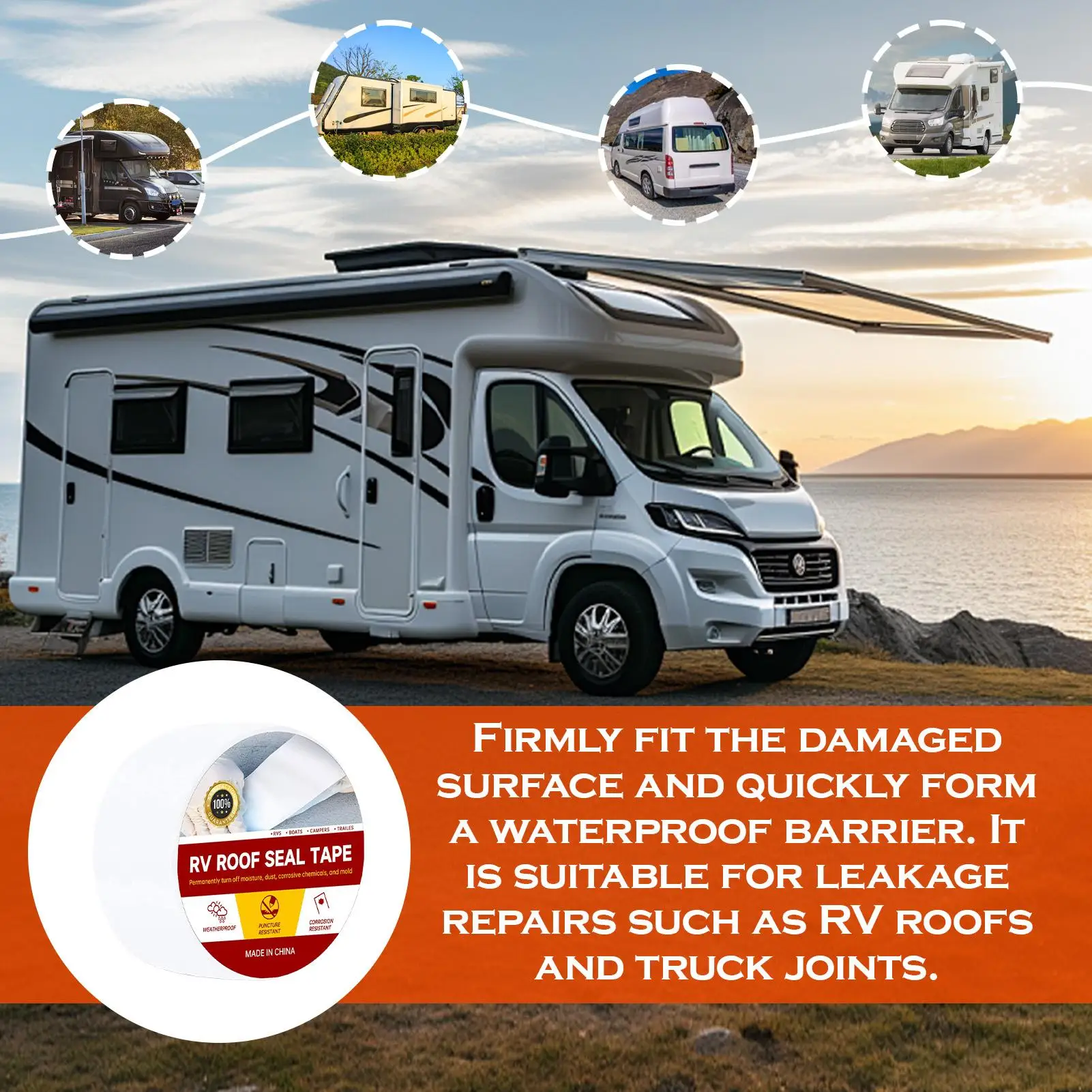 

Лента для ремонта крыши на колесах, клейкая лента для кемпинга, автомобиля, водонепроницаемая лента, уплотнительная лента для утечки автомобиля, устойчивая к атмосферным воздействиям, для люков, грузовиков