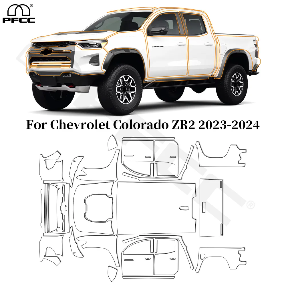 

Для Chevrolet Colorado ZR2 2023 2024, защитная пленка для краски из ТПУ, защита от царапин, предварительно вырезанный PPF кузов автомобиля, прозрачный бюстгальтер, устойчивый невидимый