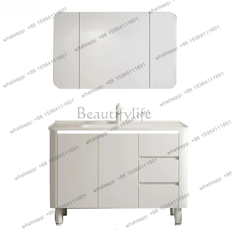 

Bathroom Cabinet Ceramic Integrated Basin Bathroom Floor-to-ceiling Bathroom Cabinet Combination Sink