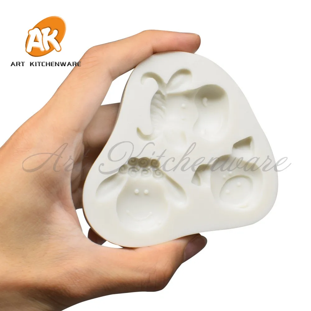 Animal Silicone Mold Cow Sheep Pig Fondant Cake Decoration Silicone Mold Hand Made Decorating Leaves Chocolate Candy Kitchenware