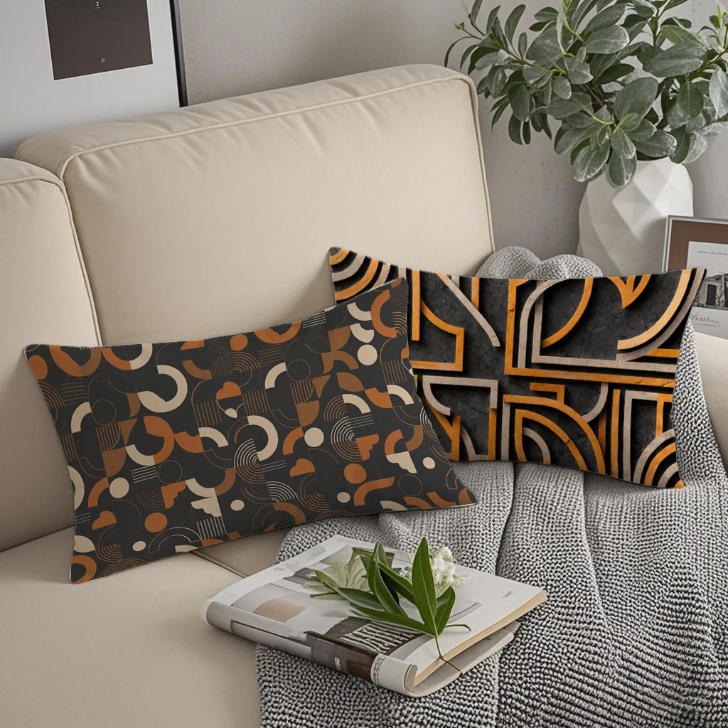 Mid Century Modern Geometric Pillow Covers Suitable For Sofa Bedroom Car Pillow Cover Cushion Rectangular Back Cushion