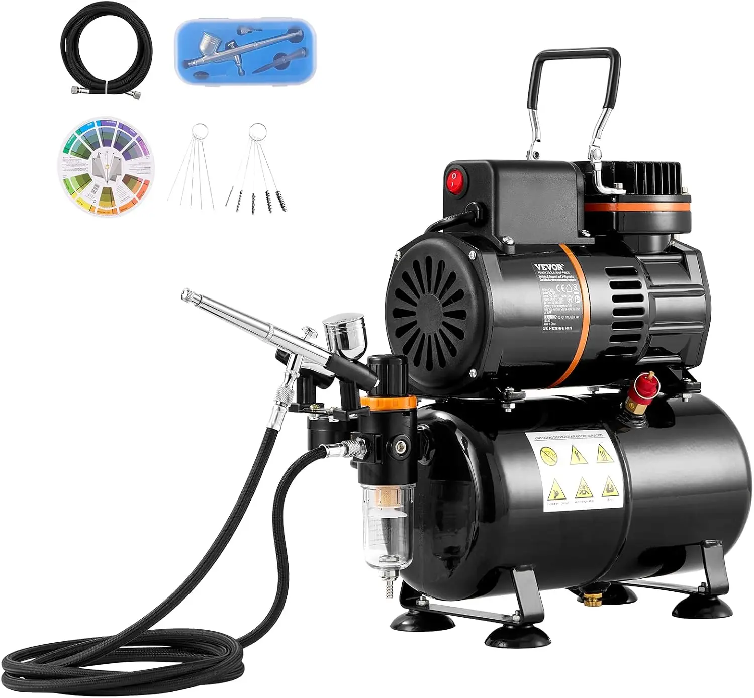 Airbrush Kit,Air Brush Set Kit with 3.5L Air Storage Tank,Dual Fan Air Tank Compressor System with 0.3 mm Tip Airbrush,Holder