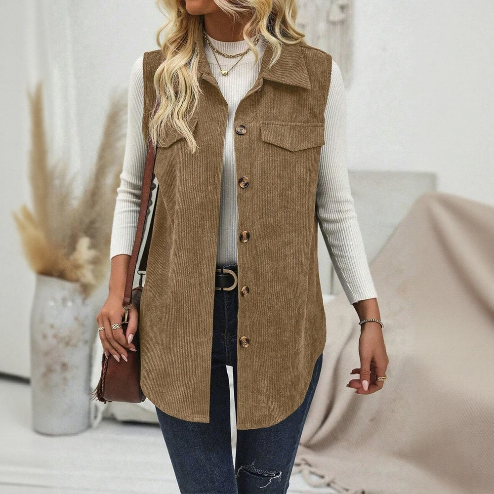 

Повседневный жилет с круглым вырезом, модный женский топ без украшений, удобный крой для различных случаев