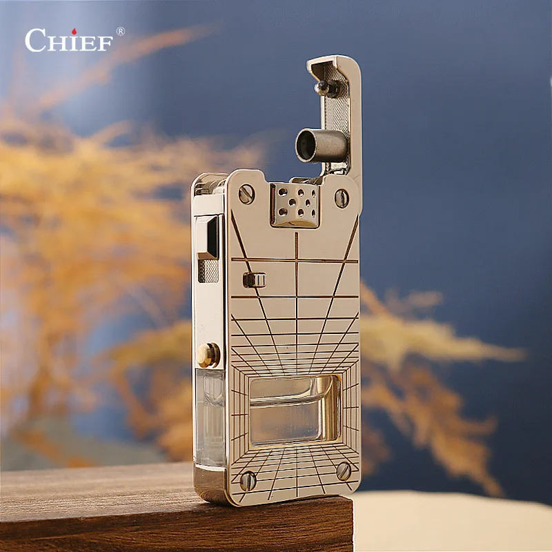 

Classic Portable Transparent Oil Tank Lighter, Safety Lock, One Click Ejection Ignition, Men's Light Luxury High-end Gift