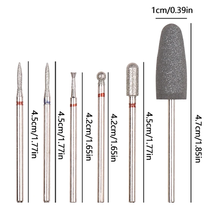 Perceuse à ongles pour enlever le gel, outils de polissage, pédicure, manucure, meulage à distance, planche, polisseuse, 6 pièces par ensemble