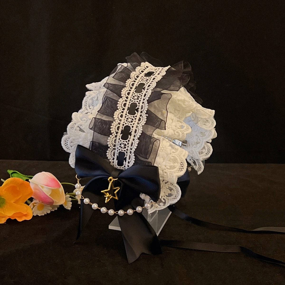 

Japanese Lolita Headband Sweet Lace Kc Bow Headdress Maid Headband Headpiece Cosplay Accessories
