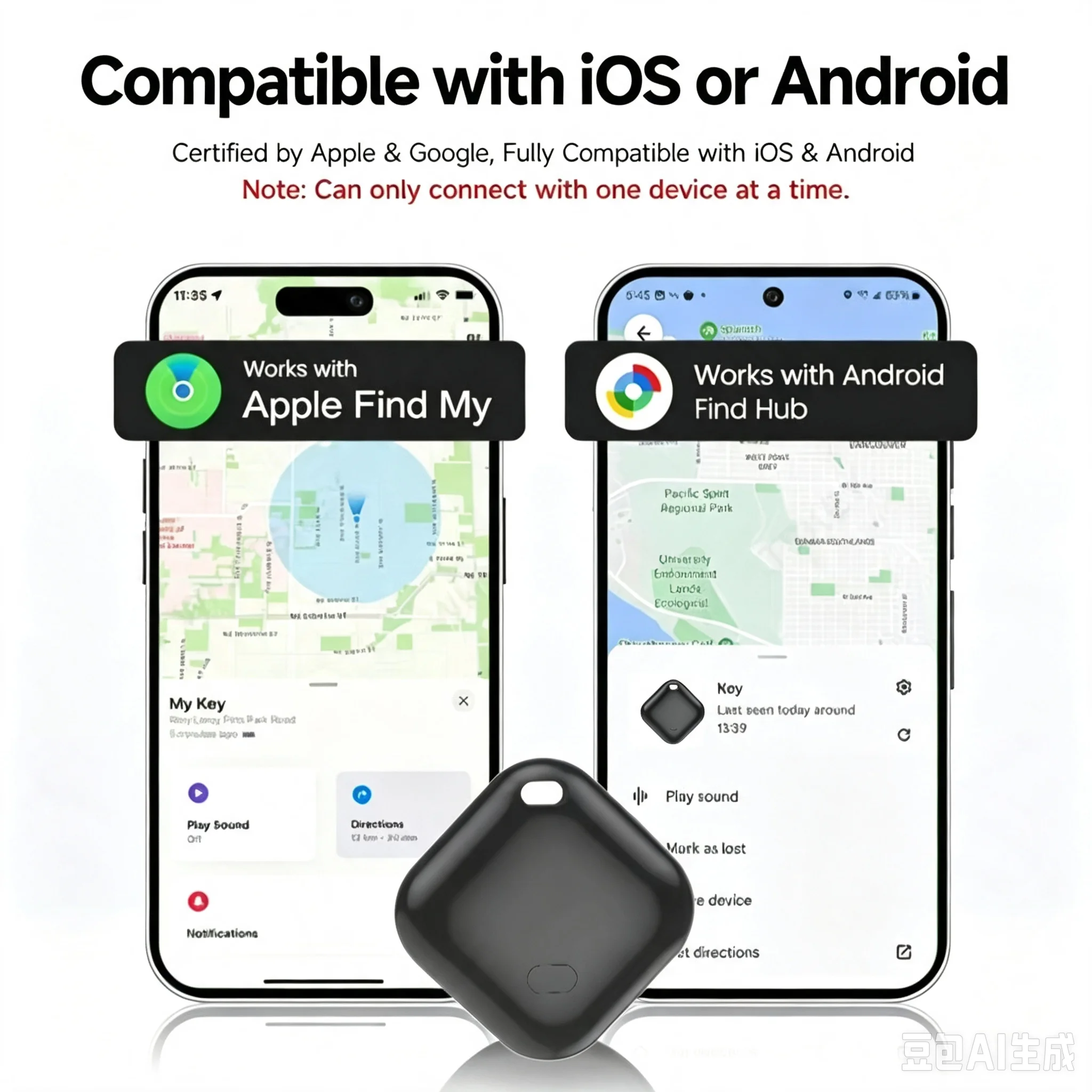 Mini GPS Dual System Tracker For Apple Find My/Android Google Find Hub App Item Finder Bag/Key Locator Smart Bluetooth Tracker