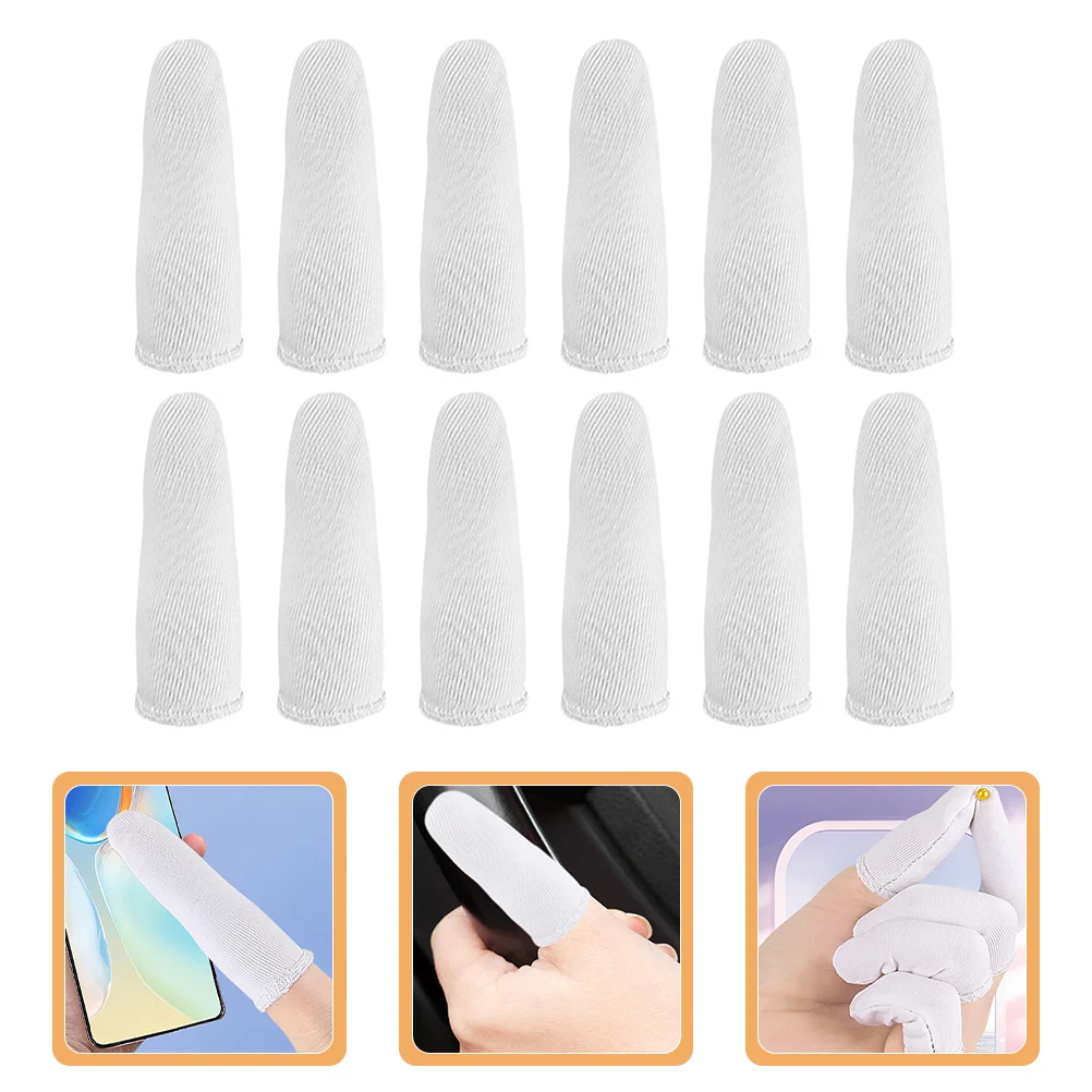 100 Pcs Pure Cotton Finger Cots Guards for Cutting Food Gloves White 20 Pack Breathable Anti Work Safety Thumb Protector