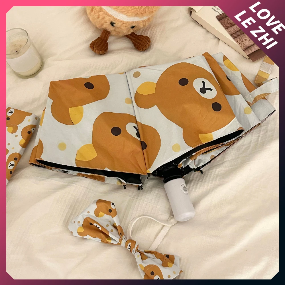 Kawaii Rilakkuma Zonwering Fijne Regendag Tweeërlei Gebruik Opvouwbare Paraplu Buiten Winddicht Regendicht Automatische Handmatig Opvouwbare Paraplu