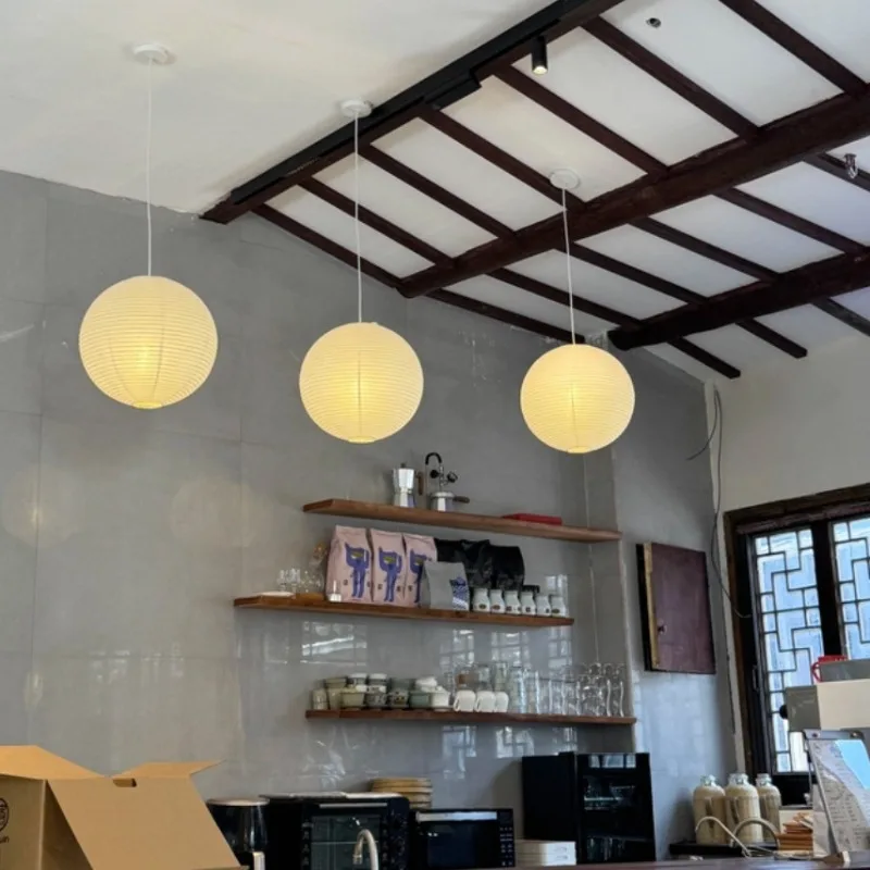 Japanese Noguchi Yong Sphere Ceiling Pendant Lights LED Wabi-sabi Rice Paper Chandelier For Living Room Home Decor Hanging Light