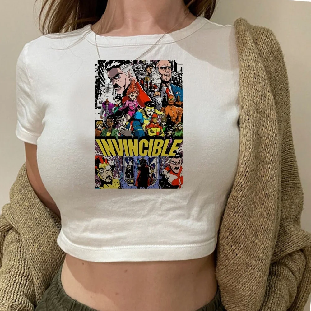 Invincible cropped top female goth cute party gothic top tees cutecore gothic gyaru baddie goth