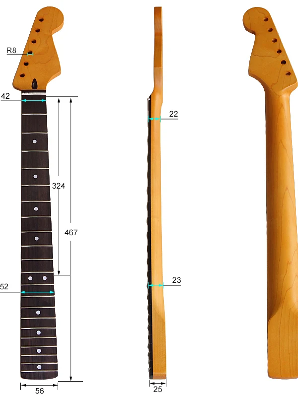 manche-de-guitare-professionnel-st6-en-erable-et-palissandre-mat-a-21-frettes-accessoires-d'assemblage-pieces-de-guitare-jaunes