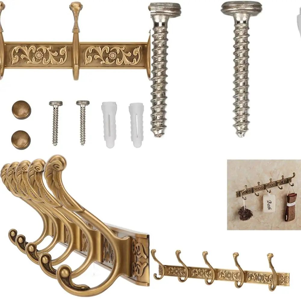 

Vintage Wall-Mounted Aluminum Coat Rack for Hanging Clothes, Hats, and Accessories Behind Door