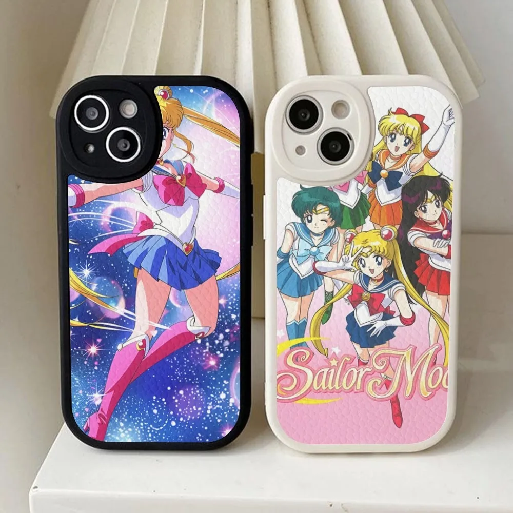 S-Sailor M-Moon Phone Case Hard Leather For iPhone 14 13 12 Mini 11 14 Pro Max Xs X Xr 7 8 Plus Fundas