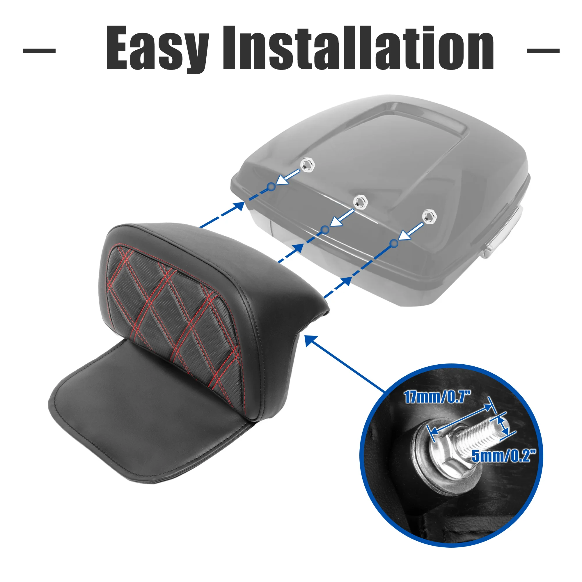 Motorcycle Red Backrest Pad Trunk Backrest Pads for Harley Road Glide Road King Street Glide Tri Glide FLHTKSE 2014-2024